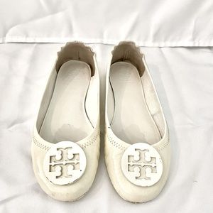 Tory Burch Minnie Travel Ballet Flats White